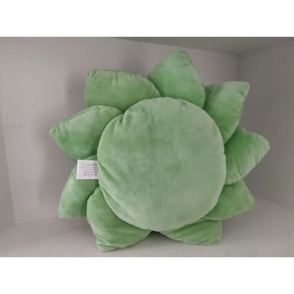 Green Philosophy Co 3D Succulent Flower Green Plush Accent Throw Pillow